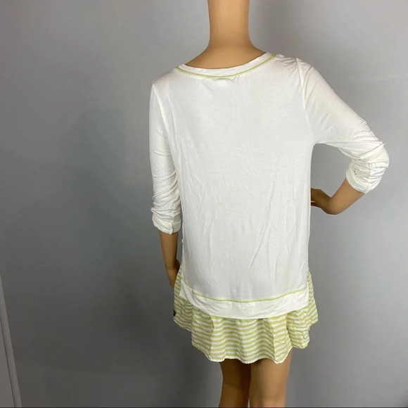 Matilda Jane Womens XS Ventriloquist Cream and Green Striped Tunic Top Blouse - Picture 2 of 7